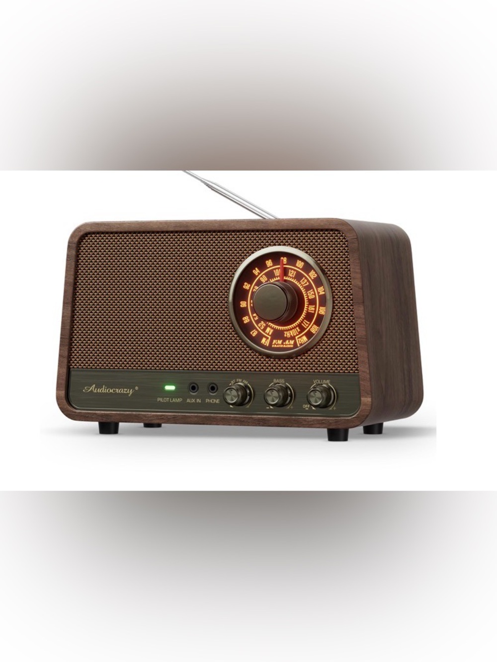 Audiocrazy Vintage Wood AM/FM Bluetooth Radio
